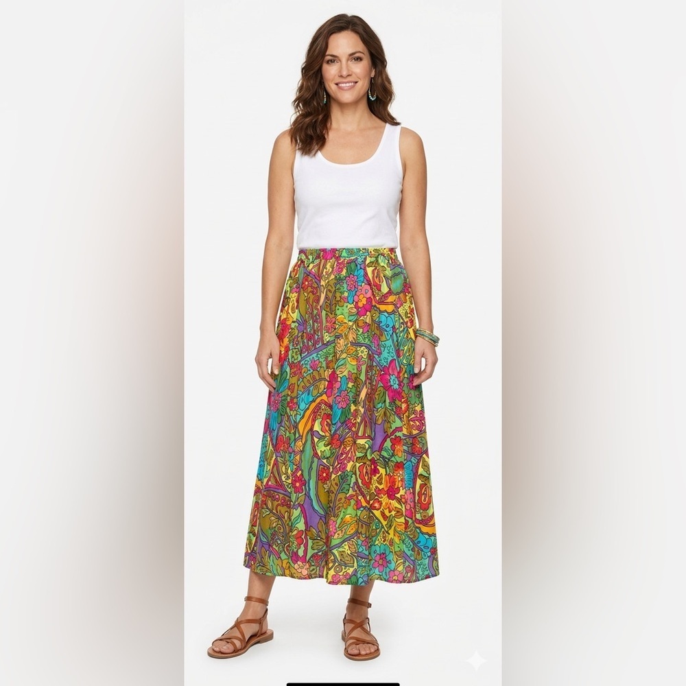 CAROLE LITTLE | Vintage Multicolor Abstract Skirt